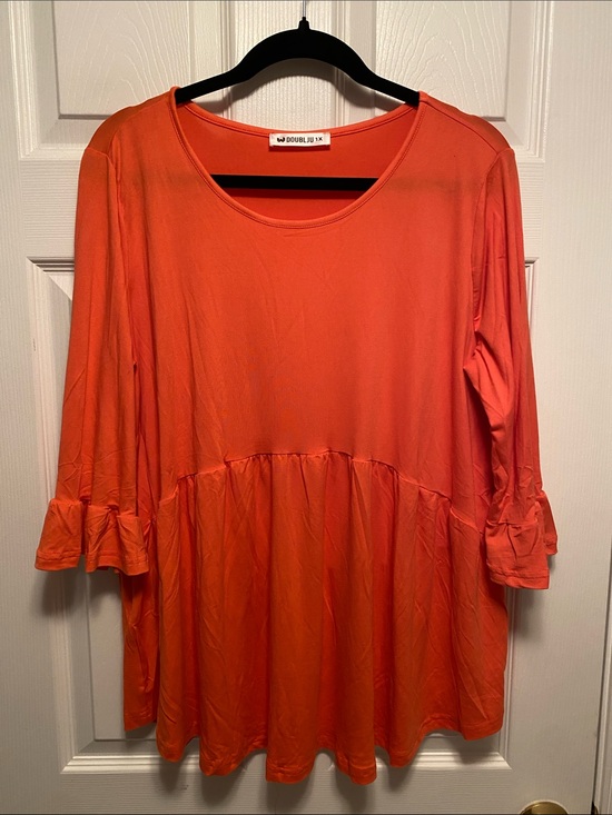 Doublju Tops - Doublju Scoop Neck Ruffle 3/4 Length Sleeve Top…size 1X